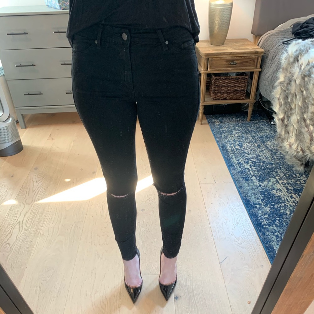 Topshop Leigh Moto Legging in Black Size 28